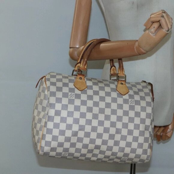 LOUIS VUITTON Damier Azur Speedy 30 Hand Bag N41533 LV Auth 129882 - Picture 3 of 16